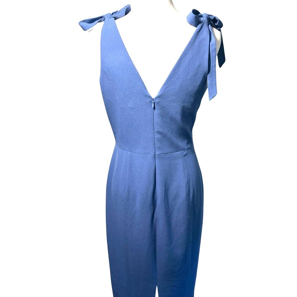 Dress The Population Lita Dress Sz M Blue Jay Tie Shoulder Cocktail Midi Sheath - Picture 15 of 16